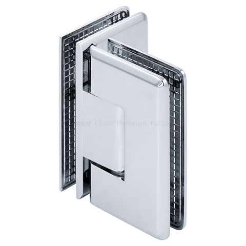 Adjustable Heavy Duty Beveled Edge 90 Degree Glass to Glass Shower Hinge.